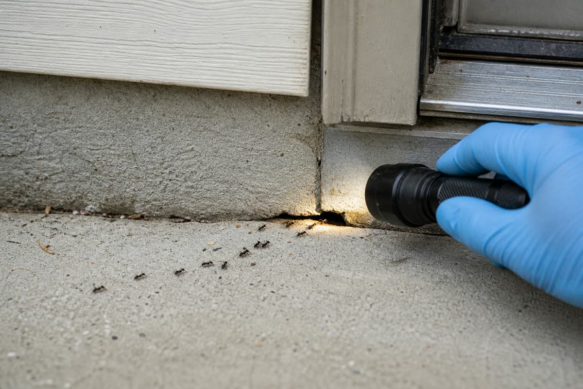 Editorial illustration of a foundation and slab edge where pavement ants and other species often enter
